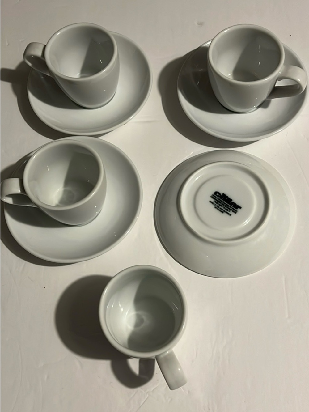 Macy's White Porcelain Espresso Cups with Saucers - Set of 4